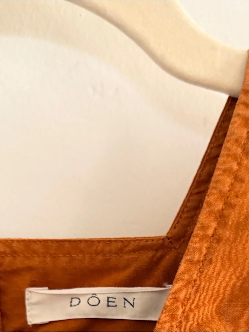 Doen Rust Square-Neck Pleated Puff-Sleeve Top